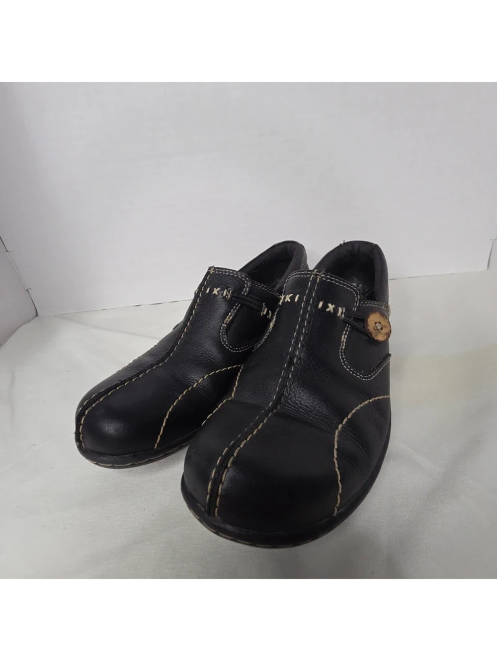 Clarks Bendables 35062 Black Leather Slip On Loafers Women’s 6.5M